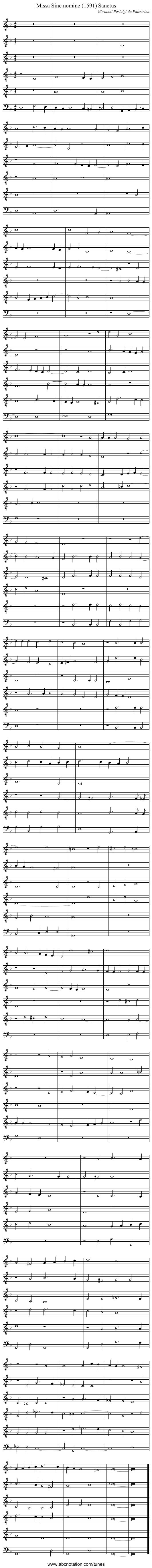 Missa Sine nomine (1591) Sanctus - staff notation