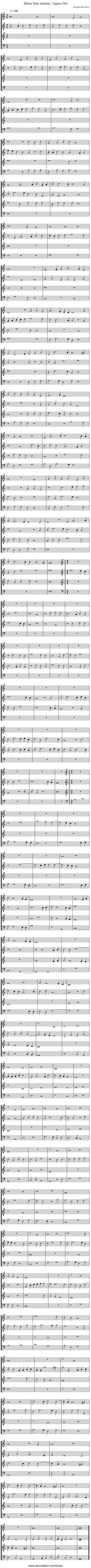 Missa Sine nomine / Agnus Dei - staff notation