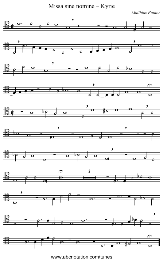 Missa sine nomine – Kyrie - staff notation
