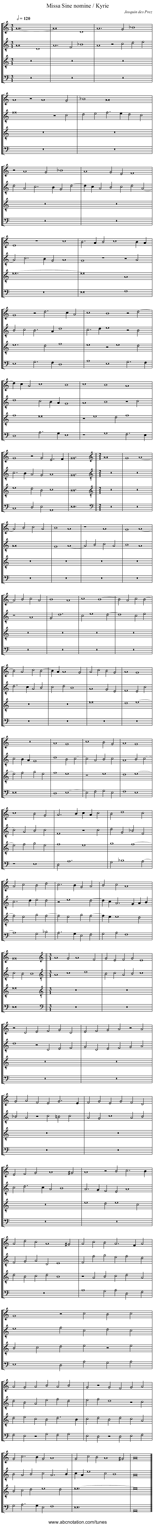 Missa Sine nomine / Kyrie - staff notation