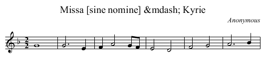 Missa [sine nomine] &mdash; Kyrie - staff notation