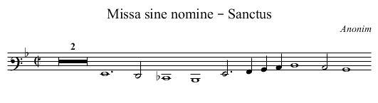 Missa sine nomine – Sanctus - staff notation