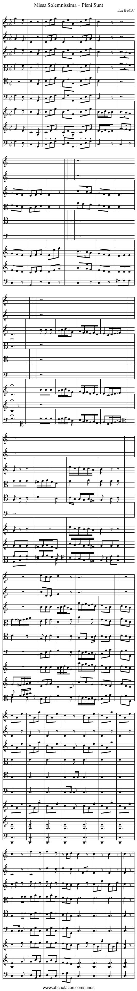 Missa Solemnissima – Pleni Sunt - staff notation