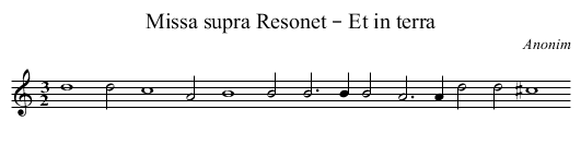 Missa supra Resonet – Et in terra - staff notation