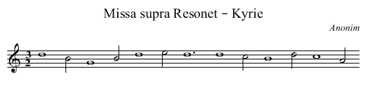 Missa supra Resonet – Kyrie - staff notation