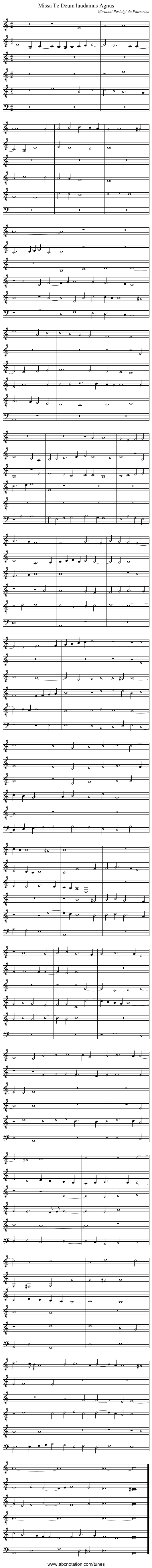 Missa Te Deum laudamus Agnus - staff notation