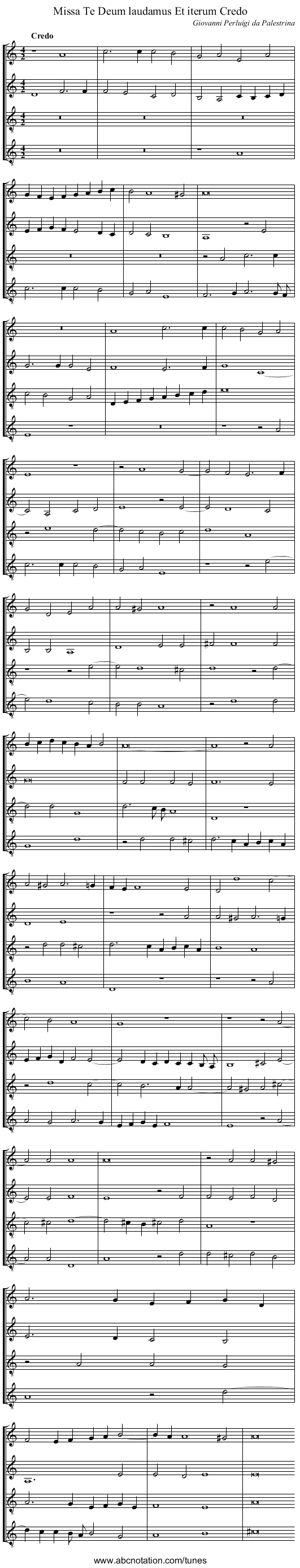 Missa Te Deum laudamus Et iterum Credo - staff notation
