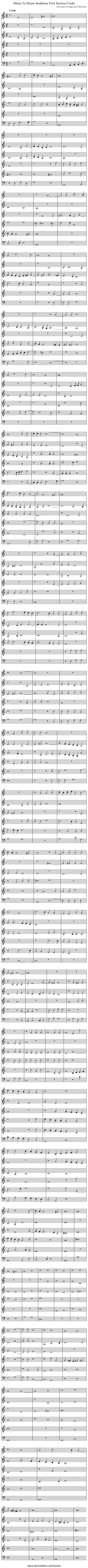 Missa Te Deum laudamus First Section Credo - staff notation