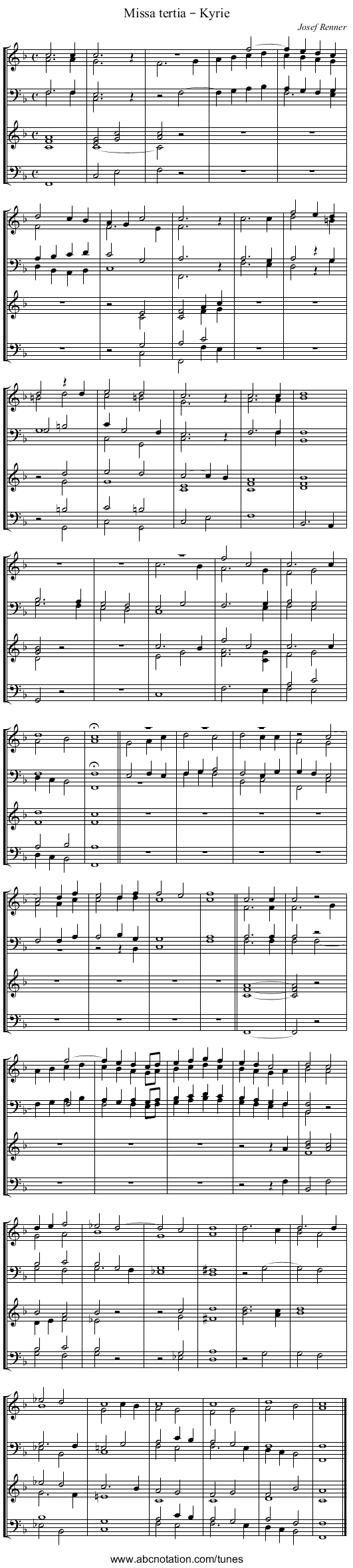 Missa tertia – Kyrie - staff notation
