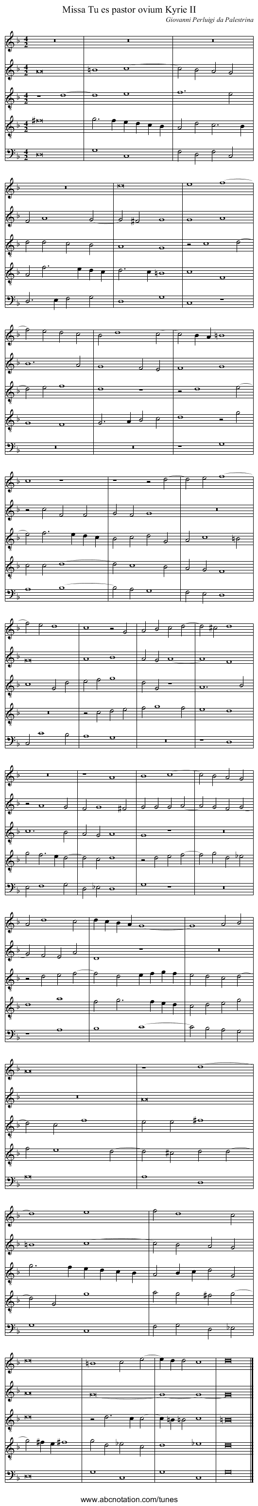 Missa Tu es pastor ovium Kyrie II - staff notation