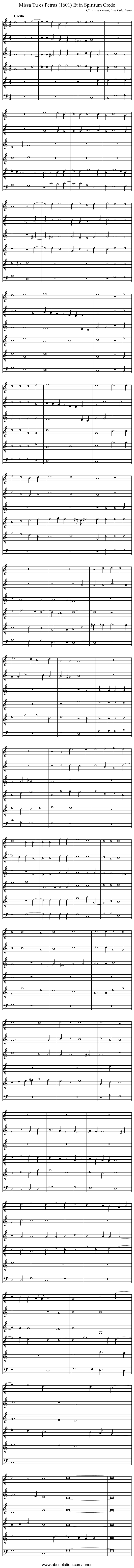 Missa Tu es Petrus (1601) Et in Spiritum Credo - staff notation