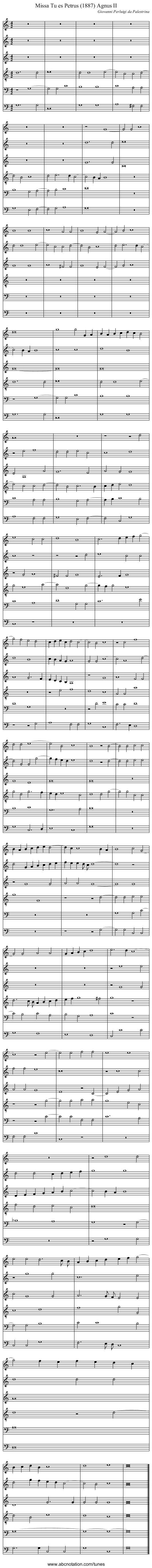 Missa Tu es Petrus (1887) Agnus II - staff notation