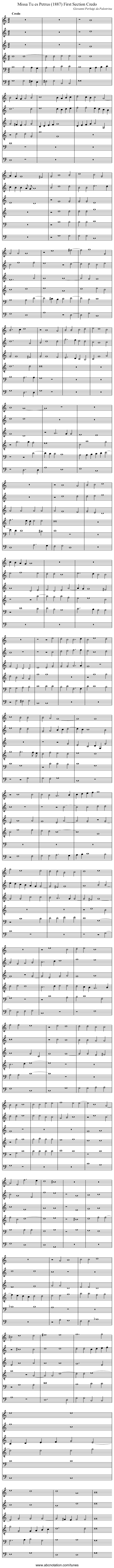Missa Tu es Petrus (1887) First Section Credo - staff notation