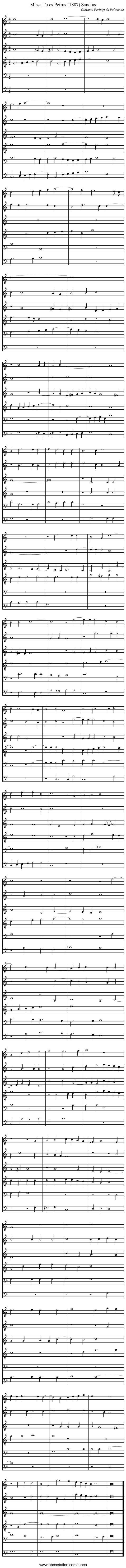 Missa Tu es Petrus (1887) Sanctus - staff notation