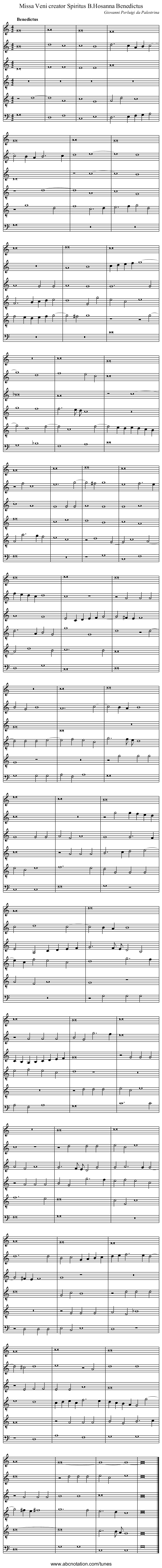 Missa Veni creator Spiritus B.Hosanna Benedictus - staff notation