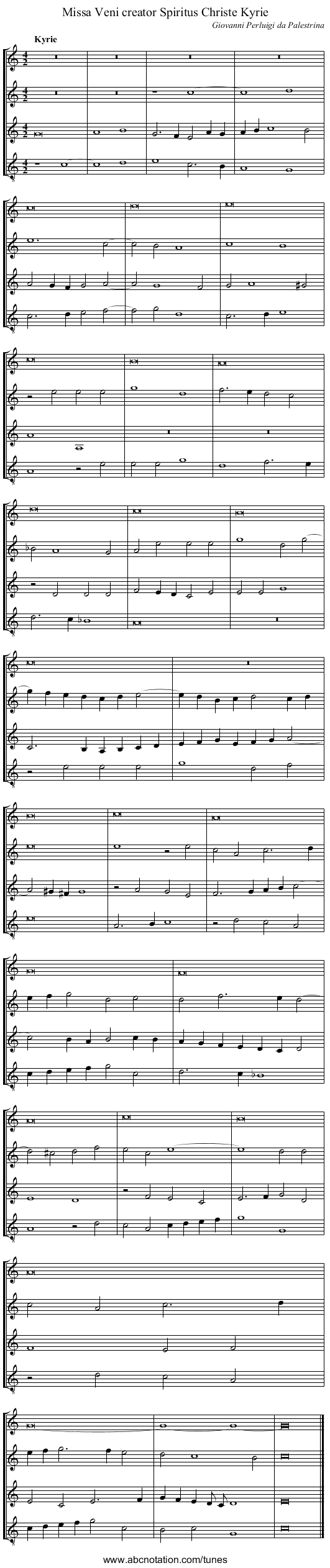 Missa Veni creator Spiritus Christe Kyrie - staff notation