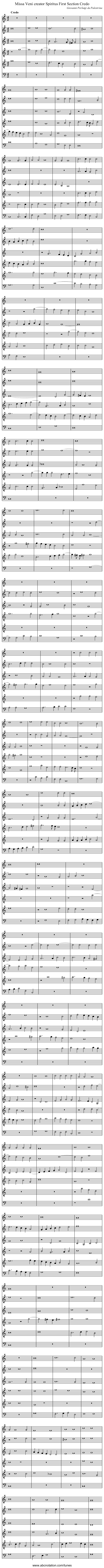 Missa Veni creator Spiritus First Section Credo - staff notation