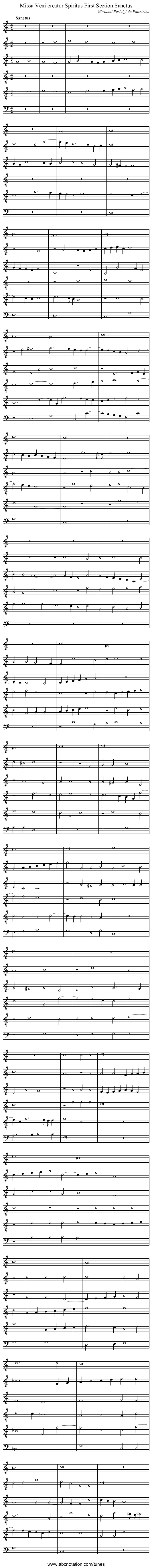 Missa Veni creator Spiritus First Section Sanctus - staff notation
