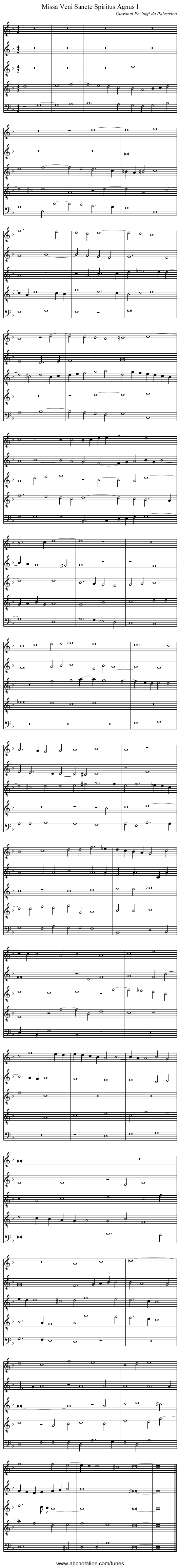 Missa Veni Sancte Spiritus Agnus I - staff notation