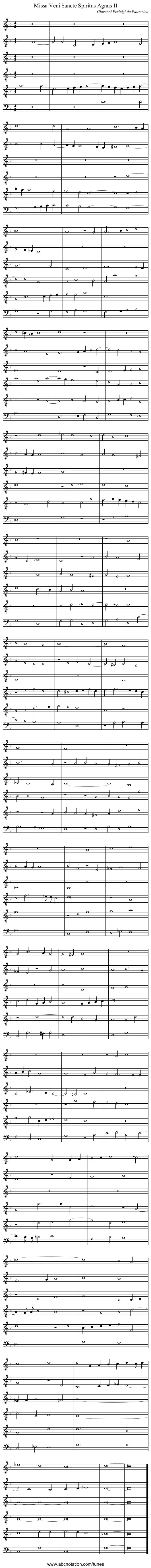 Missa Veni Sancte Spiritus Agnus II - staff notation