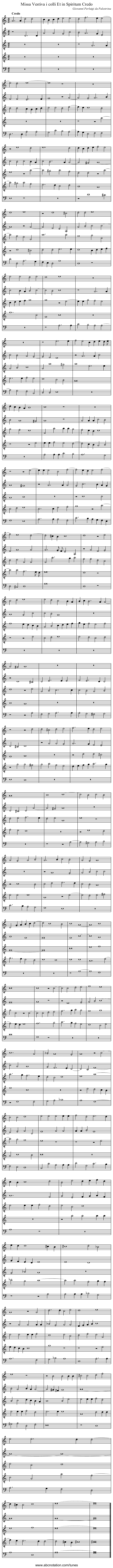 Missa Vestiva i colli Et in Spiritum Credo - staff notation