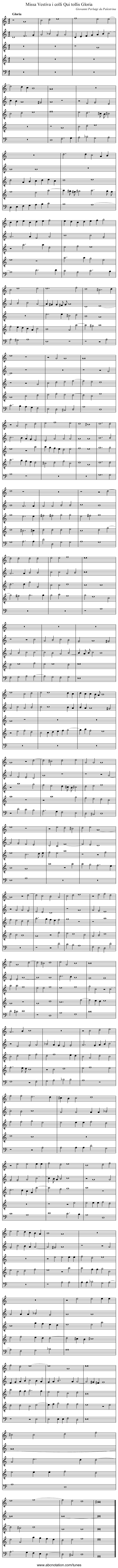 Missa Vestiva i colli Qui tollis Gloria - staff notation