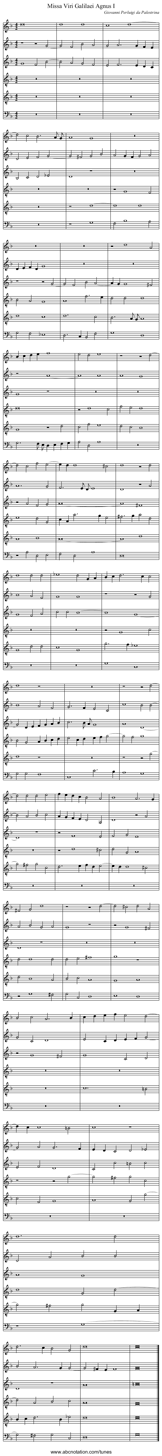 Missa Viri Galilaei Agnus I - staff notation