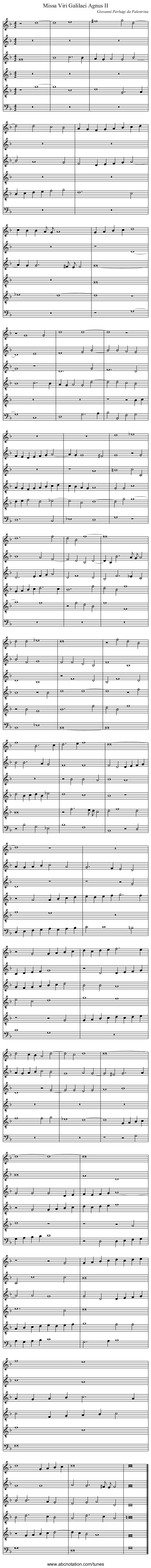 Missa Viri Galilaei Agnus II - staff notation