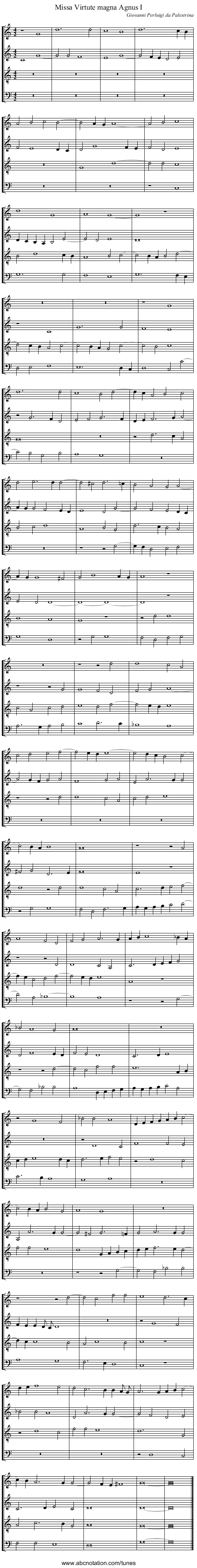 Missa Virtute magna Agnus I - staff notation