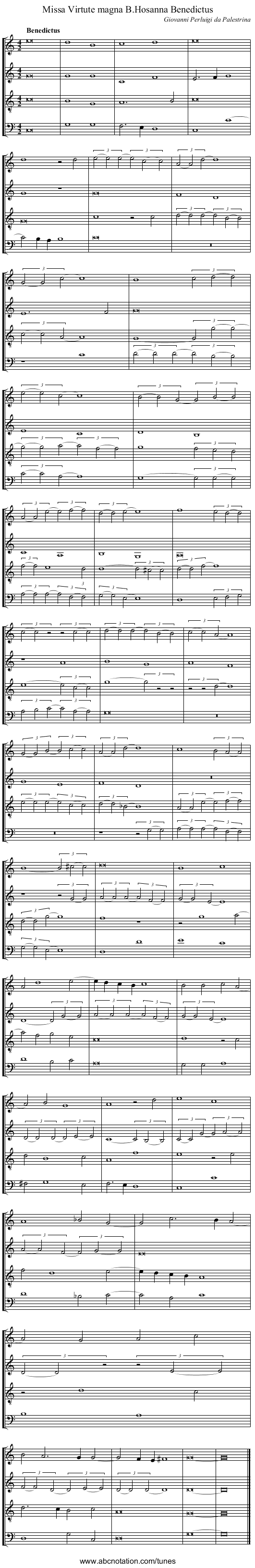 Missa Virtute magna B.Hosanna Benedictus - staff notation