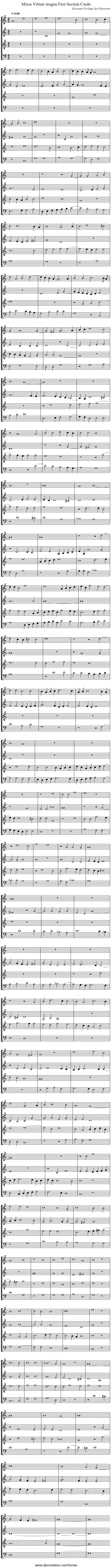 Missa Virtute magna First Section Credo - staff notation