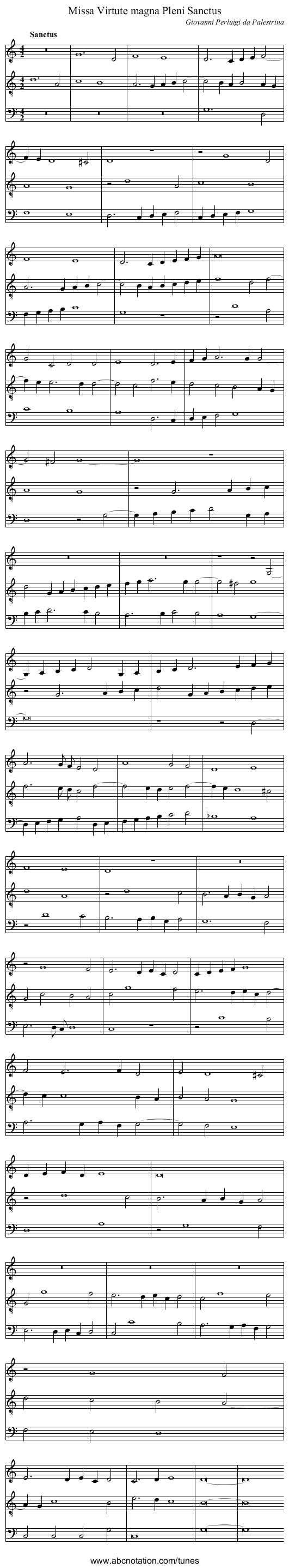 Missa Virtute magna Pleni Sanctus - staff notation