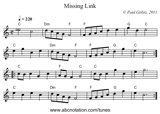 Missing Link - staff notation