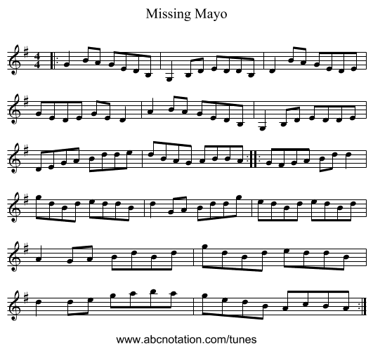 Missing Mayo - staff notation