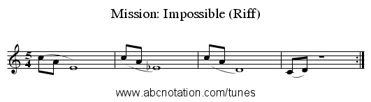 Mission: Impossible (Riff) - staff notation