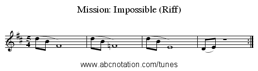Mission: Impossible (Riff) - staff notation