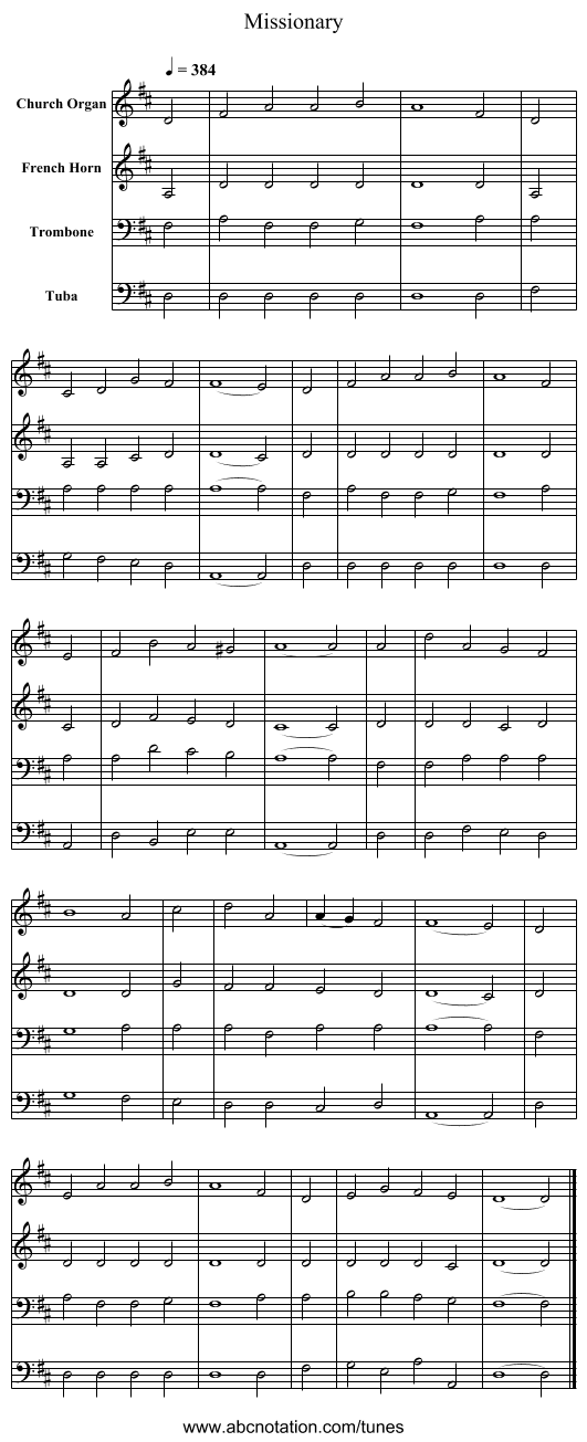 Missionary - staff notation