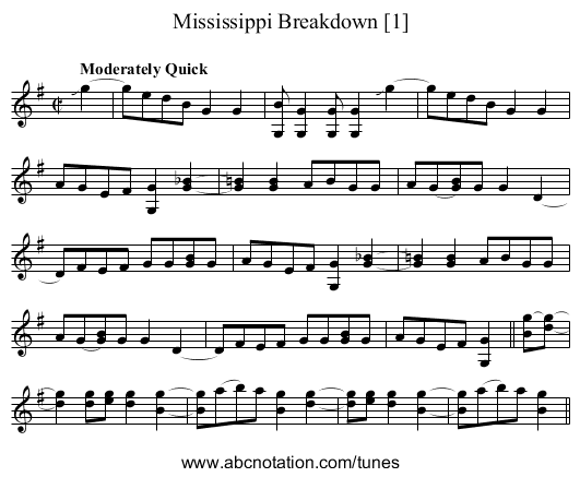 Mississippi Breakdown [1] - staff notation