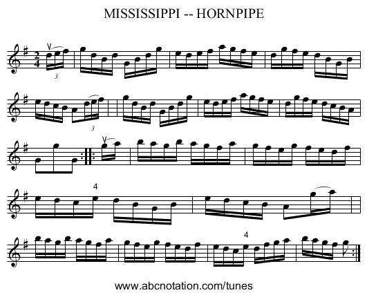 MISSISSIPPI -- HORNPIPE - staff notation
