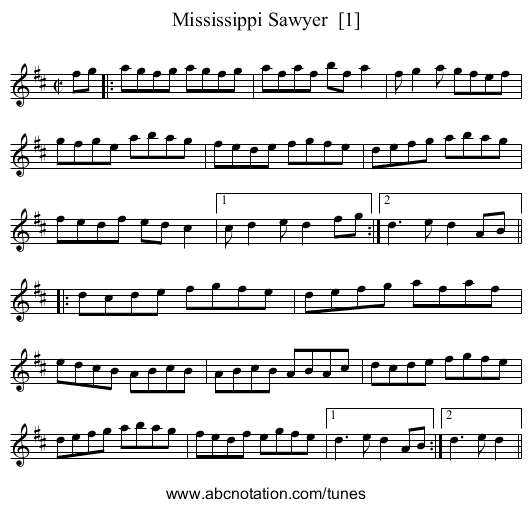 Mississippi Sawyer  [1] - staff notation