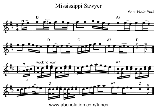 Mississippi Sawyer - staff notation