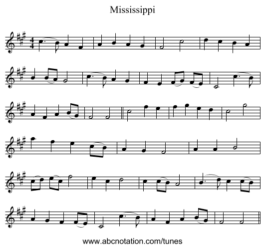 Mississippi - staff notation