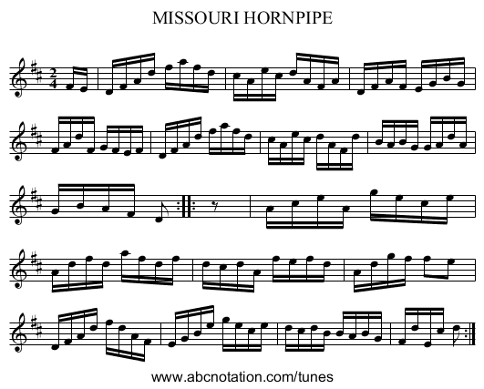 MISSOURI HORNPIPE - staff notation