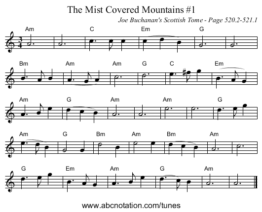Mist Covered Mountains #1, The - staff notation