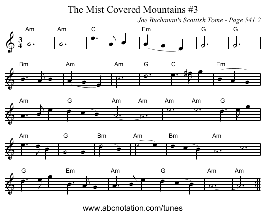 Mist Covered Mountains #3, The - staff notation