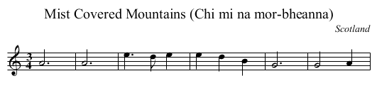 Mist Covered Mountains (Chi mi na mor-bheanna) - staff notation