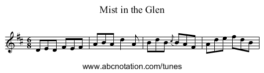 Mist in the Glen - staff notation