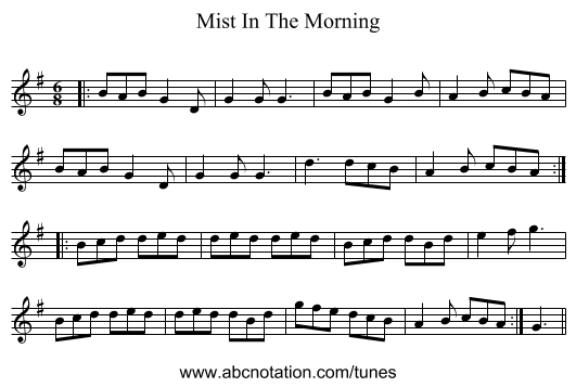 Mist In The Morning - staff notation