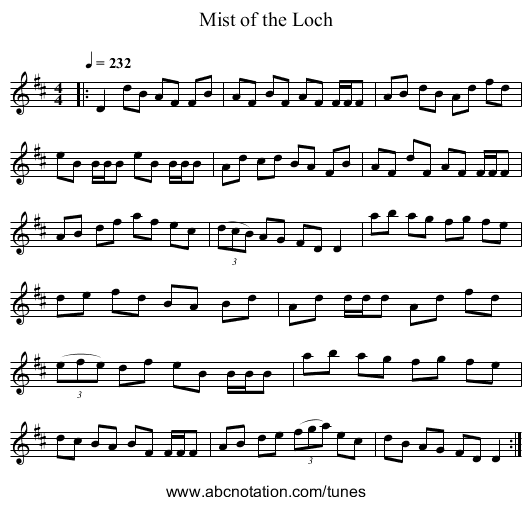 Mist of the Loch - staff notation