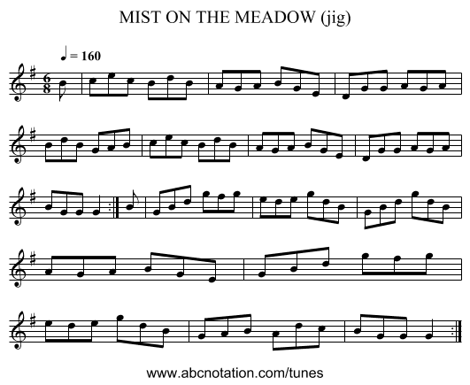 MIST ON THE MEADOW (jig) - staff notation